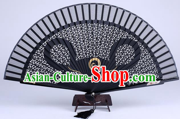 Traditional Chinese Handmade Carving Zodiac Rat Folding Fan China Bamboo Accordion Fan Oriental Fan