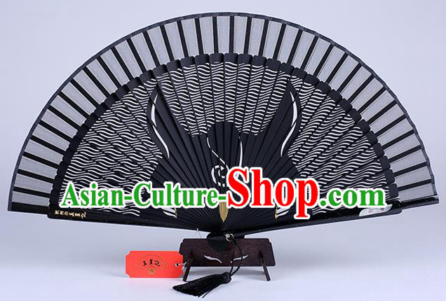 Traditional Chinese Handmade Carving Zodiac Horse Folding Fan China Bamboo Accordion Fan Oriental Fan