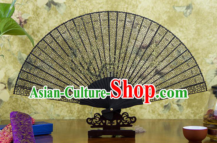 Traditional Chinese Hand Painting Pink Plum Blossom Ebony Fan China Accordion Folding Fan Oriental Fan