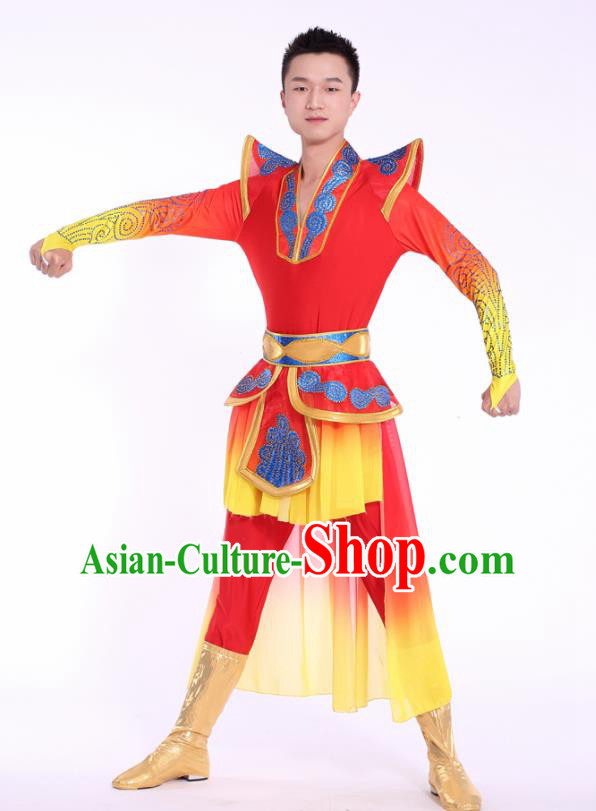 Chinese Traditional Male Drum Dance Clothing China Folk Dance Stage Performance Costume for Men