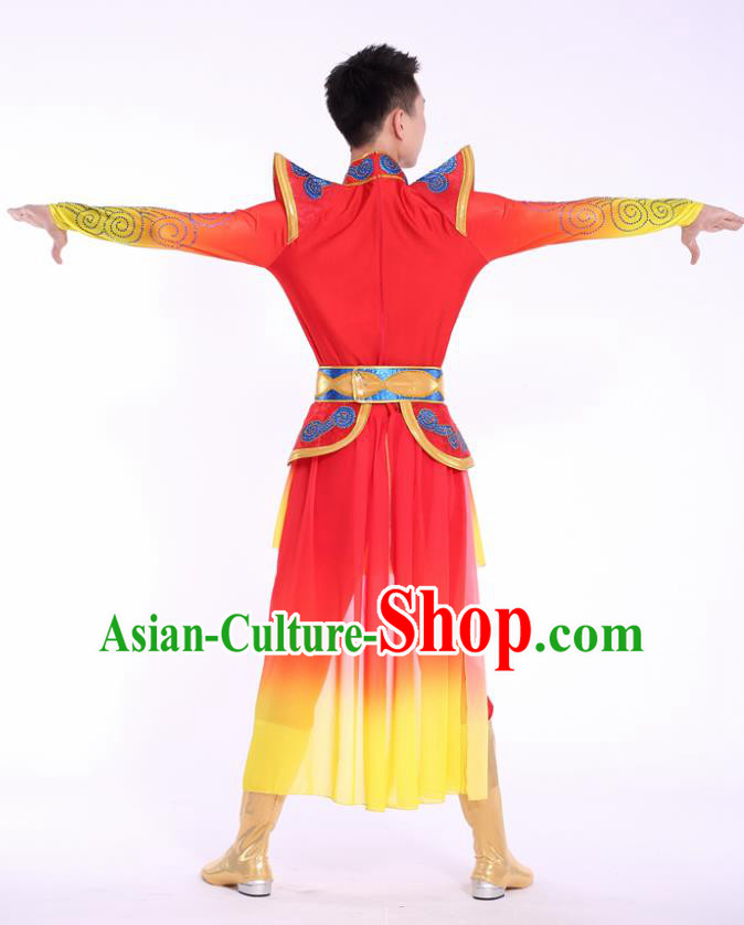 Chinese Traditional Male Drum Dance Clothing China Folk Dance Stage Performance Costume for Men