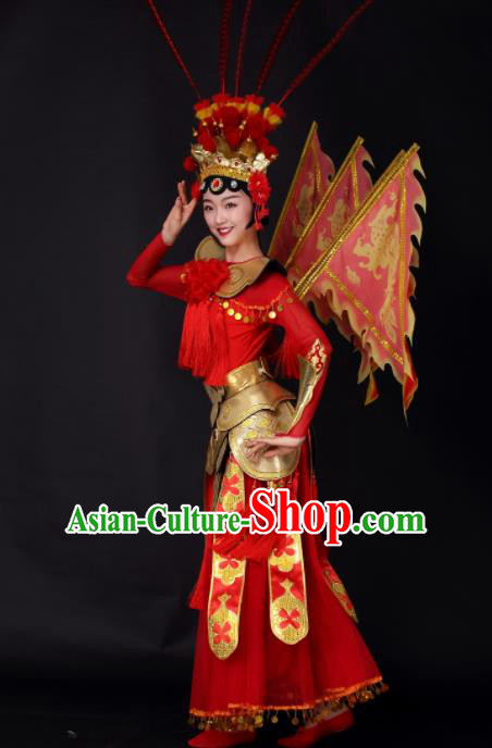 Chinese Traditional Classical Dance Red Dress China Opera Dance Stage Performance Costume for Women