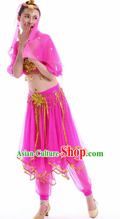 Chinese Dance Rosy Dress Traditional Indian Dance Stage Performance Costume for Women