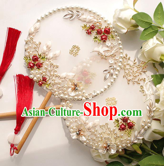 Chinese Traditional Hanfu Palace Fans Classical Wedding Round Fan for Women