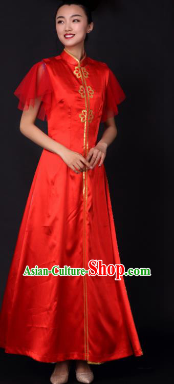 Professional Chorus Modern Dance Red Dress Opening Dance Stage Performance Costume for Women