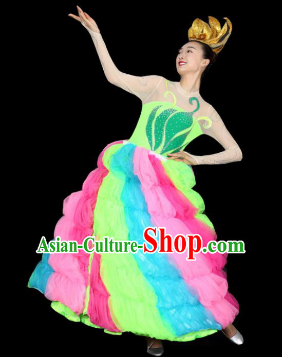 Professional Modern Dance Colorful Dress Opening Dance Stage Performance Costume for Women