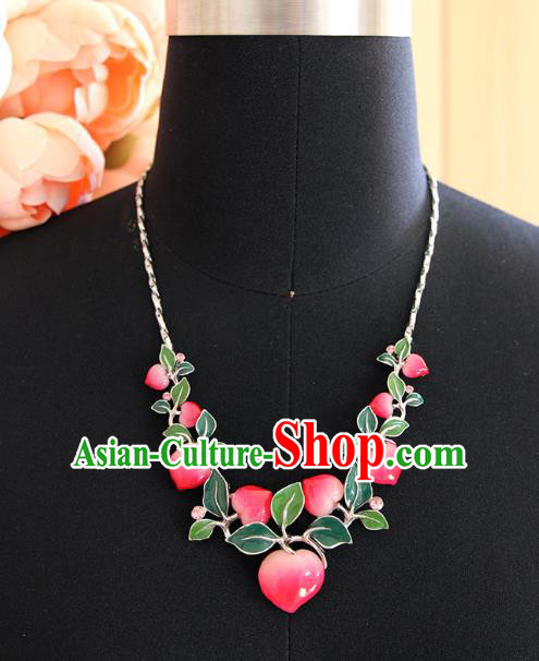 Chinese Traditional Hanfu Flat Peach Necklace Accessories Ancient Goddess Necklet for Women