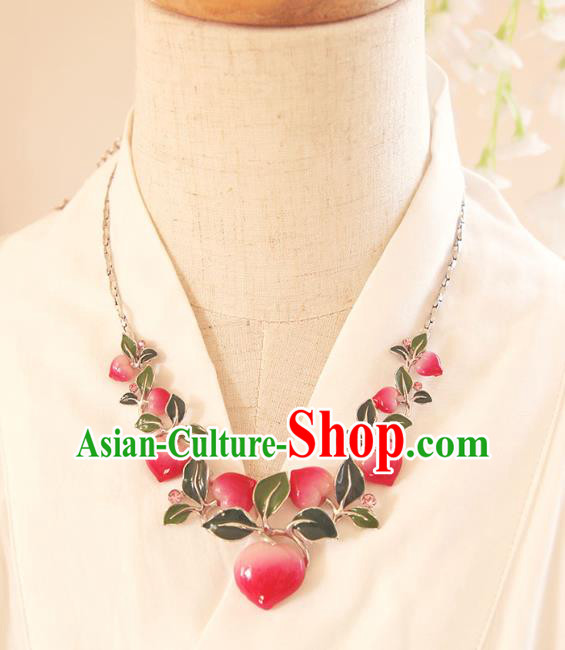 Chinese Traditional Hanfu Flat Peach Necklace Accessories Ancient Goddess Necklet for Women