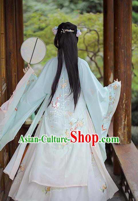 Chinese Traditional Tang Dynasty Royal Princess Historical Costume Ancient Goddess Embroidered Hanfu Dress for Women