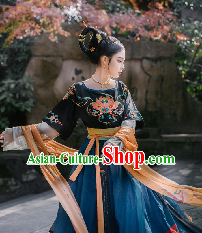Chinese Traditional Tang Dynasty Court Maid Historical Costume Ancient Flying Apsaras Hanfu Dress for Women