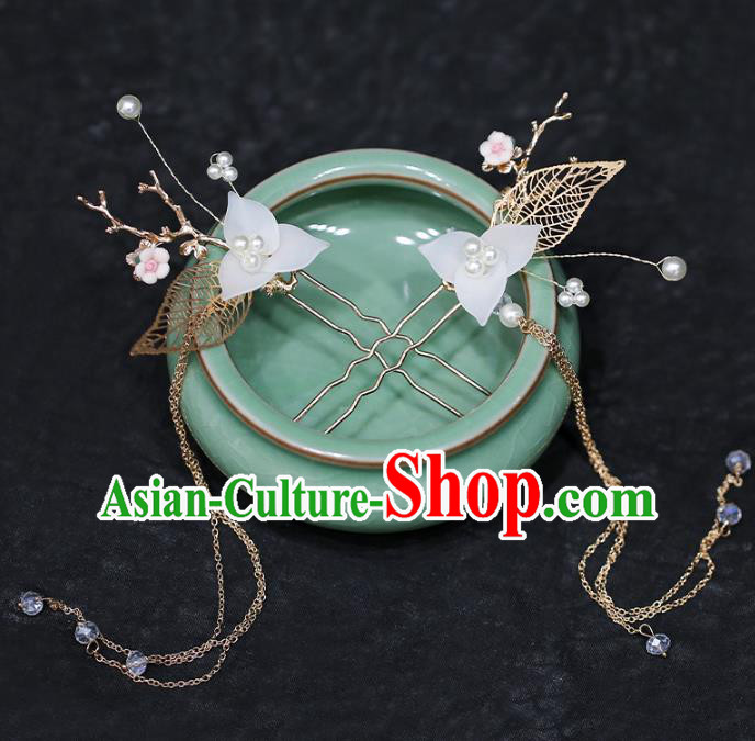 Chinese Traditional Hanfu Little Flower Tassel Hairpins Ancient Hair Accessories for Women