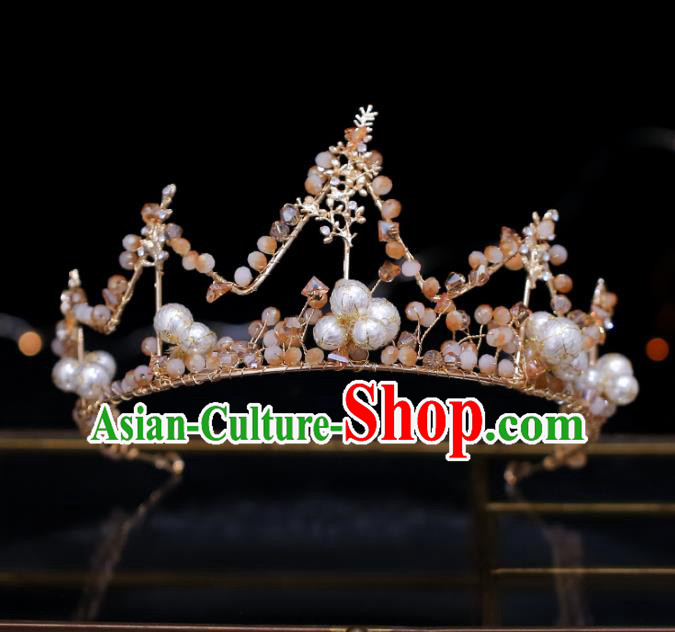 Top Grade Bride Beads Royal Crown Wedding Hair Accessories for Women