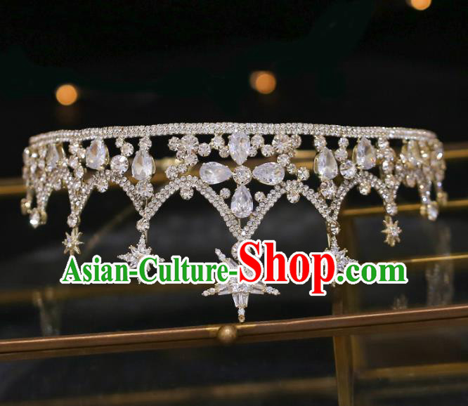 Top Grade Bride Baroque Zircon Star Royal Crown Wedding Hair Accessories for Women