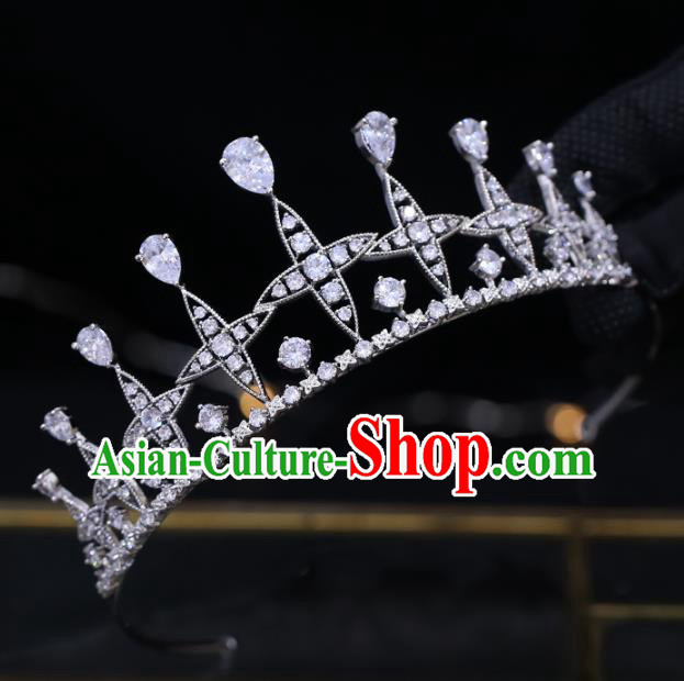 Top Grade Baroque Princess Zircon Royal Crown Wedding Bride Hair Accessories for Women