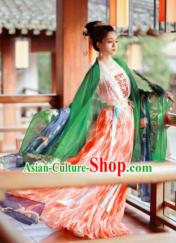 Chinese Traditional Tang Dynasty Historical Costume Ancient Royal Princess Hanfu Dress for Women