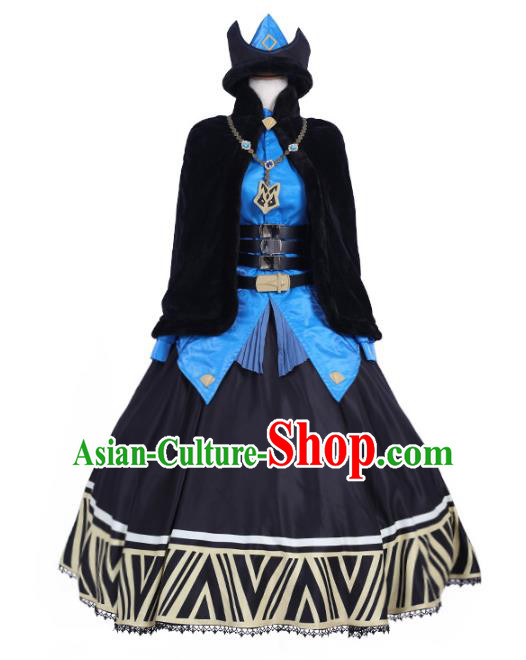 Halloween Cosplay Queen Black Costume Evil Witch Dress for Women