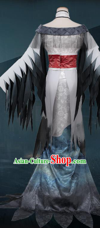 Traditional Chinese Cosplay Queen Grey Dress Costume Ancient Female Swordsman Hanfu Costume for Women