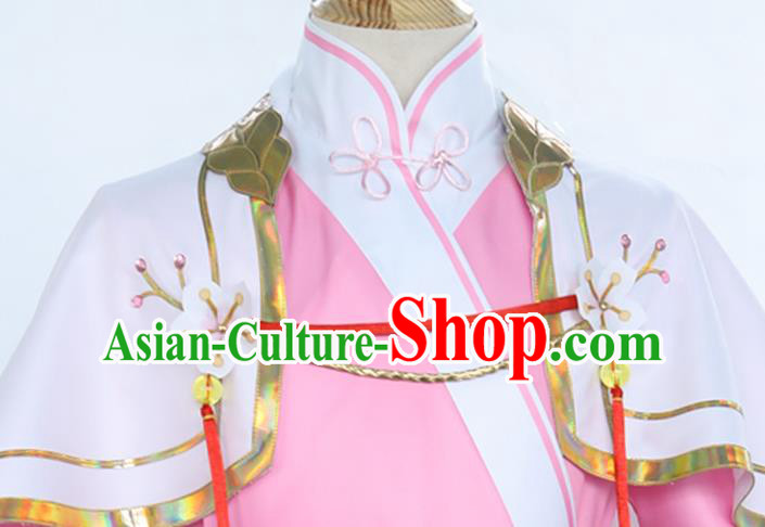 Traditional Chinese Ming Dynasty Pink Costume Ancient Female Swordsman Hanfu Dress for Women