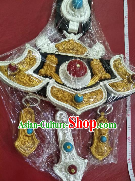 Chinese Zang Nationality Cupronickel Belts Pendant Handmade Traditional Tibetan Ethnic Waistband Accessories for Women