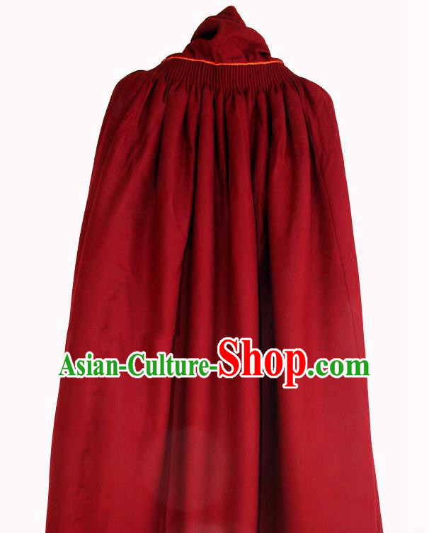 Chinese Tibetan Buddhism Winter Red Cloak Traditional Monk Cape for Men