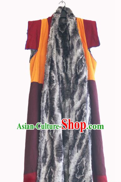 Chinese Tibetan Buddhism Winter Long Vest Traditional Monk Cape for Men