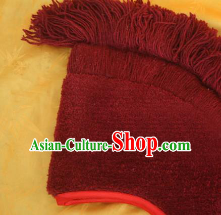 Handmade Chinese Tibetan Buddhism Wine Red Cockscomb Hat Traditional Zang Nationality Monk Hat for Men