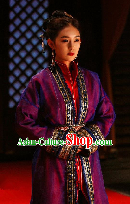 Drama Devastating Beauty Chinese Ancient Noble Mistress Han Lu Costume and Headpiece for Women