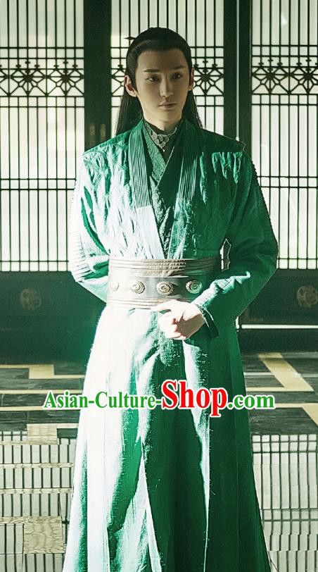 Chinese Ancient Prince Historical Television Bloody Romance Qu Chuxiao Costume and Headpiece for Men