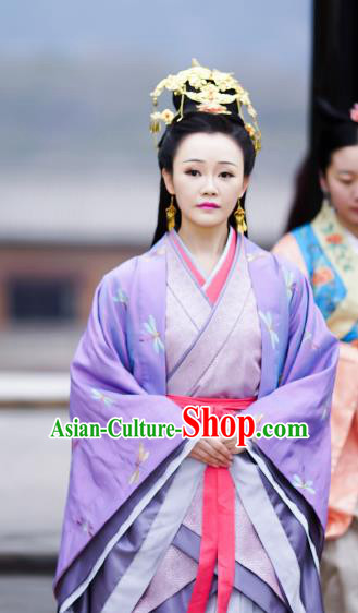 Chinese Ancient Imperial Consort Costume Historical Television The Ugly Queen Xia Yingchun Dress and Headpiece for Women