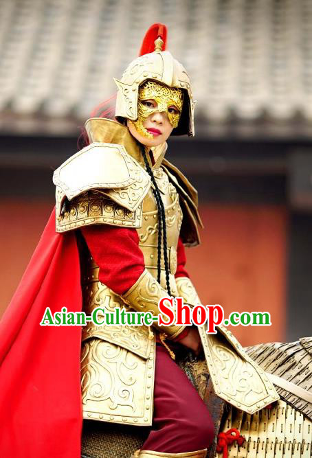 Chinese Ancient Spring and Autumn Period Empress Armor Costume Historical Television The Ugly Queen Zhong Wuyan Dress and Headpiece for Women