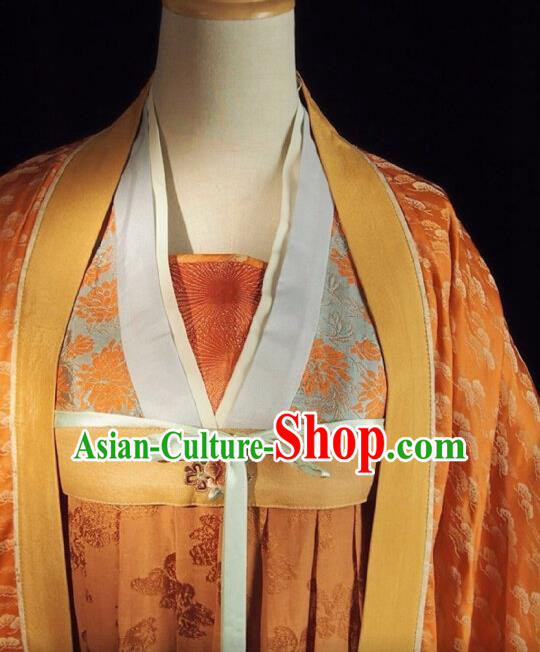 Chinese Ancient Court Lady Costume Historical Drama Royal Nirvana Song Dynasty Orange Hanfu Dress for Women