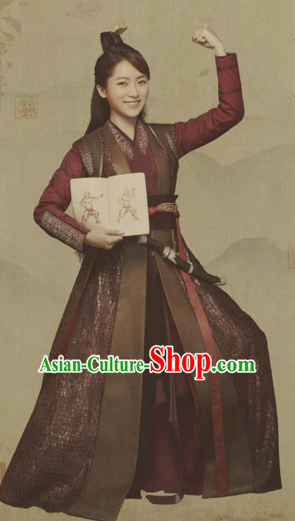 Historical Drama Qing Yu Nian Chinese Ancient Female Swordsman Ye Ling Er Joy of Life Costume and Headpiece Complete Set