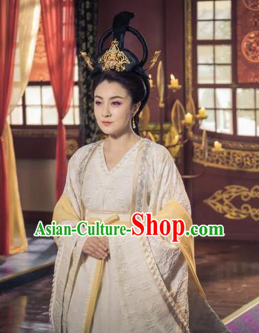 Chinese Ancient Queen Dowager Hanfu Dress Drama Legend of Yun Xi Costume and Headpiece for Women