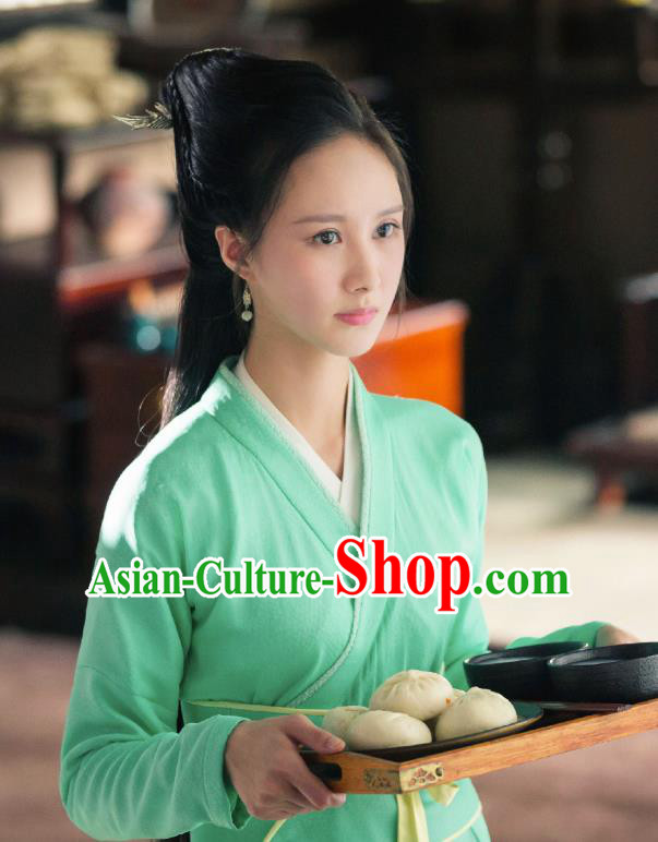 Chinese Ancient Princess Green Hanfu Dress Drama Legend of Yun Xi Costume and Headpiece for Women