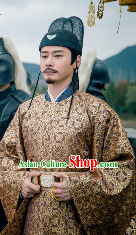 Chinese Ancient Tang Dynasty Emperor Li Shimin Clothing Historical Drama Miss Truth Costume and Headpiece for Men