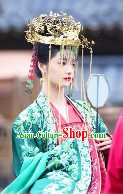 Drama Miss Truth Chinese Ancient Nobility Lady Ran Yan Wedding Hanfu Dress Tang Dynasty Costume and Headpiece for Women