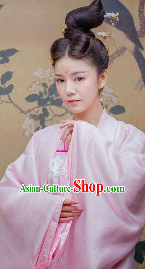 Drama Miss Truth Chinese Ancient Nobility Lady Ran Meiyu Pink Hanfu Dress Tang Dynasty Costume and Headpiece for Women