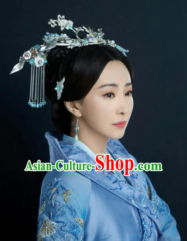 Drama The Love Lasts Two Minds Chinese Ancient Noble Dame Yuan Hanfu Dress Costume and Headpiece for Women