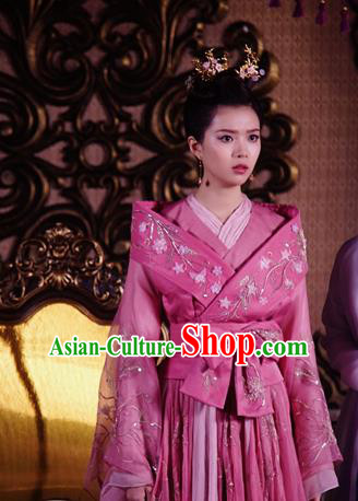 Chinese Ancient Infanta Wang Zesheng Hanfu Dress Drama The Love Lasts Two Minds Costume and Headpiece for Women
