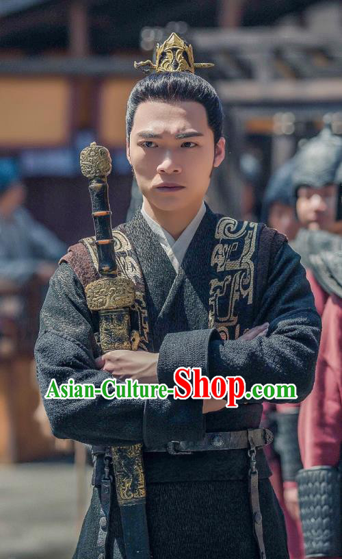 Chinese Ancient Swordsman Clothing Historical Drama Legend of Yun Xi Costume and Headpiece for Men