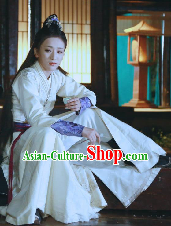 Drama Tao Hua Jie Chinese Ancient Female Swordsman Hanfu Dress Costume and Headpiece for Women