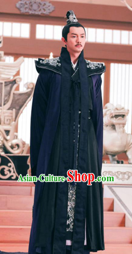Chinese Ancient Prime Minister Feng Ruge Clothing Historical Drama Colourful Bone Costume and Headpiece for Men