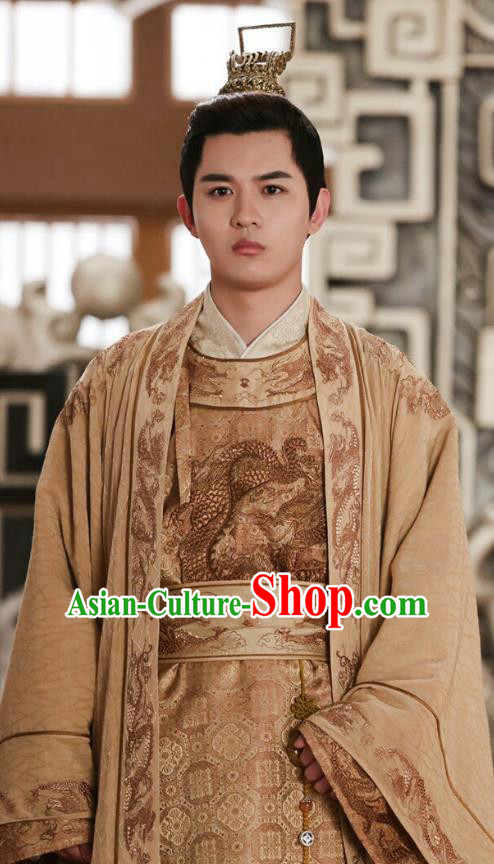 Chinese Ancient Emperor of Chu Clothing Historical Drama Colourful Bone Costume and Headpiece for Men