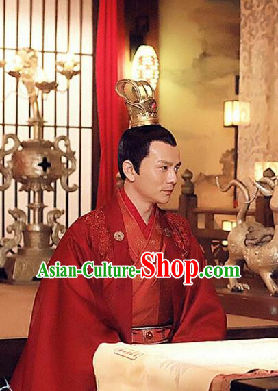 Chinese Ancient Crown Prince Red Clothing Historical Drama Colourful Bone Costume for Men