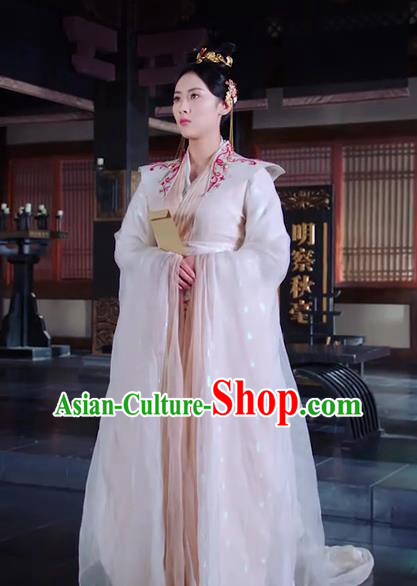 Chinese Ancient Princess Chang Le White Hanfu Dress Drama The Love Lasts Two Minds Costume and Headpiece for Women