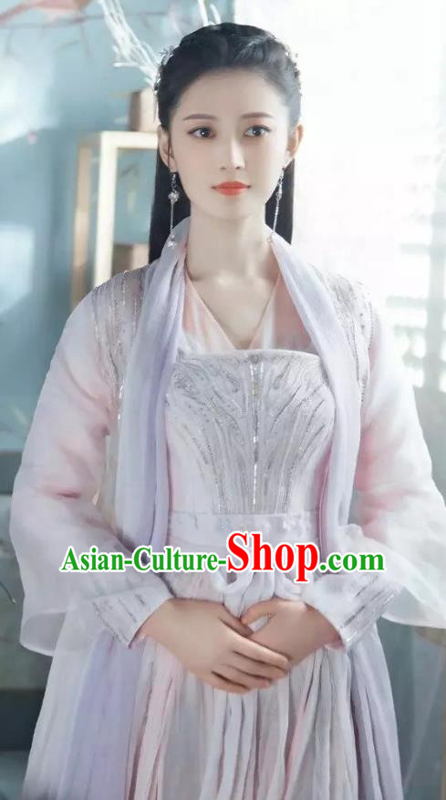 Chinese Ancient Royal Princess Yuan Qingli Pink Hanfu Dress Drama The Love Lasts Two Minds Costume and Headpiece for Women