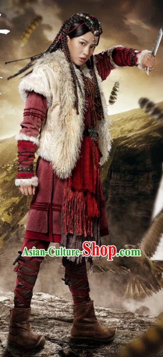 Chinese Drama Guardians of The Ancient Oath Female Swordsman Ba Yin Costume and Headpiece for Women