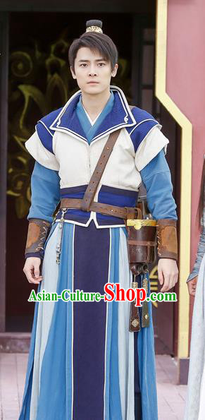 Swords of Legends Chinese Ancient Swordsman Yue Wuyi Clothing Historical Drama Costume and Headwear for Men