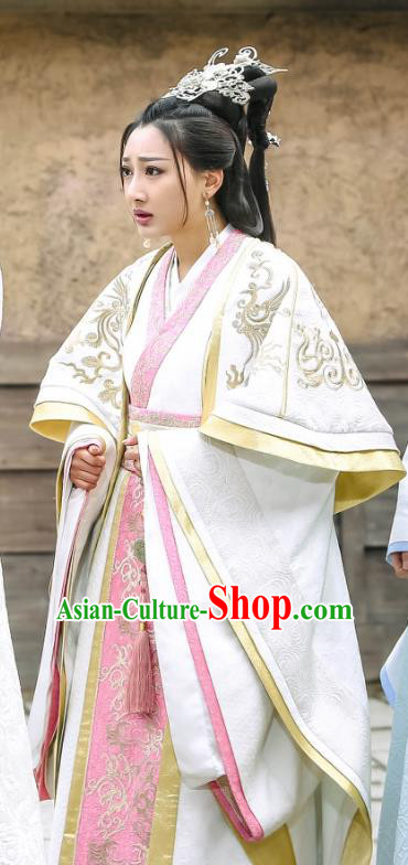 Chinese Historical Drama Swords of Legends Ancient Royal Princess Zhaoning Costume and Headpiece for Women