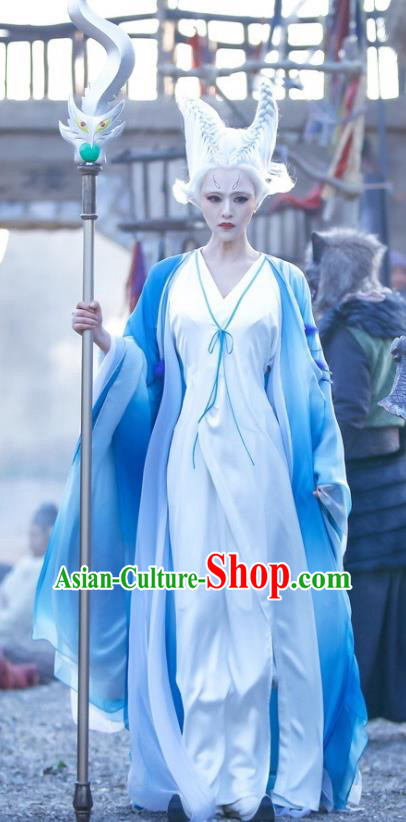Chinese Historical Drama Swords of Legends Ancient Fairy Xue Ji Costume and Headpiece for Women